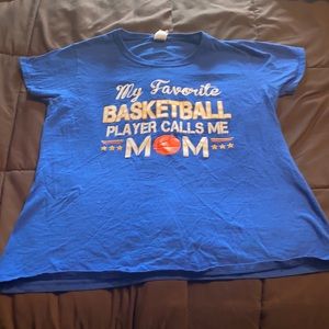 🏀My favorite basketball player calls me mom blue T-shirt